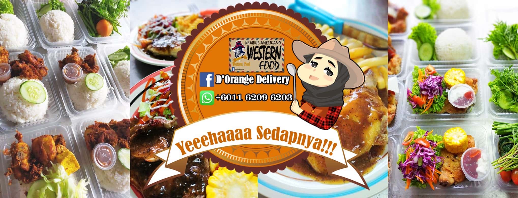 D'Orange delivery & Khairul Americano Western Food. Perkhidmatan pesanan makanan dan penghantaran makanan western, ayam penyet, ayam berempah dan asam pedas sekitar bandar batu pahat. Pesanan boleh dibuat melalui WhatsApp (011 6209 6203 atau FoodPanda (foodpanda.my) atau Halo (halo.com.my)